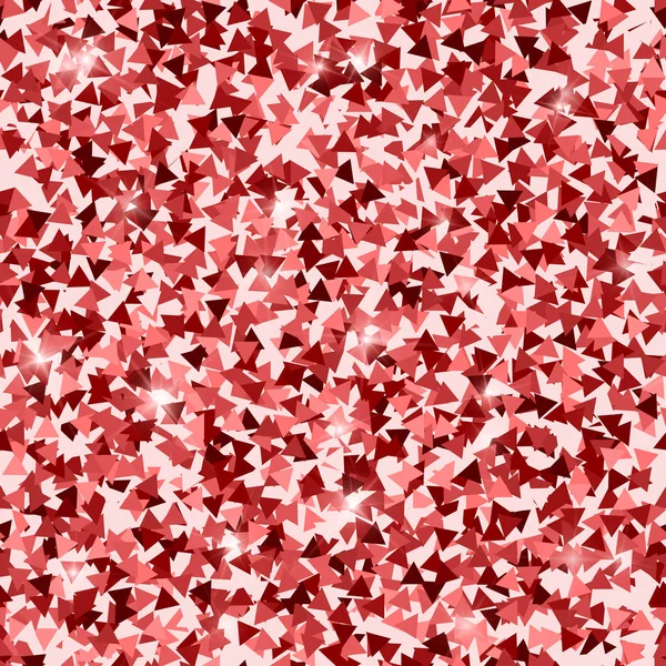 Textura sin costura brillo. Adorables partículas rojas. Patrón infinito hecho de triángulos brillantes. Preci — Vector de stock