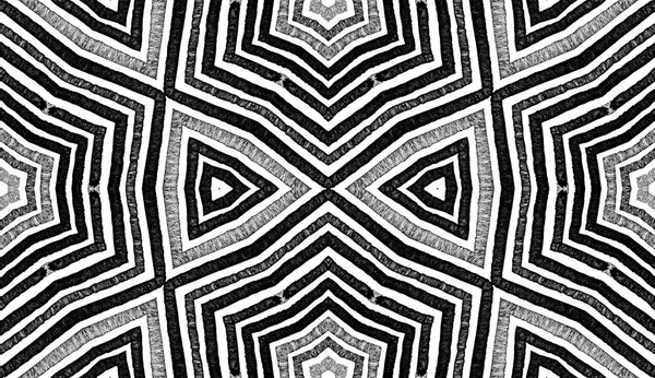 Sötét, fekete-fehér geometriai akvarell. Káprázatos Seamless Pattern. Kézzel rajzolt csíkok. Ecset szöveg — Stock Fotó