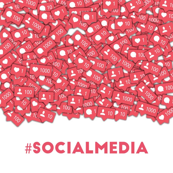 Sociala medier. Sociala medier ikoner i abstrakt form bakgrund med räknare, kommentar och vän — Stockfoto