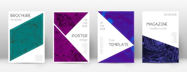 Arka kapak. Şaşırtıcı tasarım şablonu. Suminagashi mermer üçgen poster. Şaşırtıcı trendy soyut