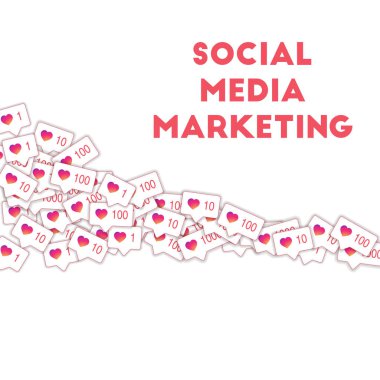 Sosyal medya simgeler. Sosyal medya pazarlama kavramı. Sayaç gibi degrade düşüyor. Kare şekli elem