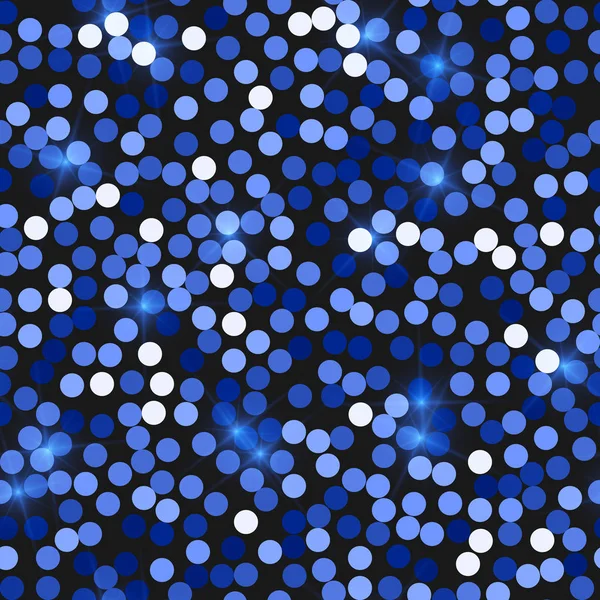Glitter seamless texture. Actual blue particles. Endless pattern made of sparkling circles. Alluring — Stock Vector