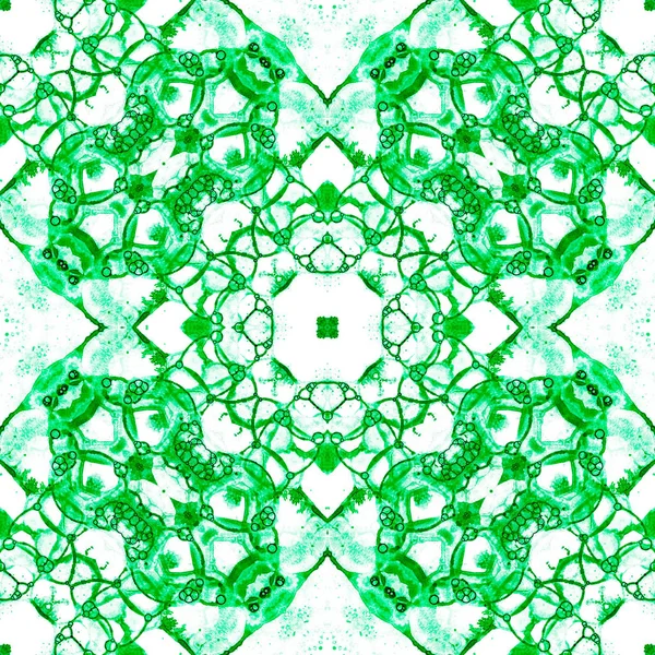 Yeşil seamless modeli. Sanatsal hassas sabun köpüğü. Dantel el Tekstil süsleme çekilmiş. Kaleidosco — Stok fotoğraf