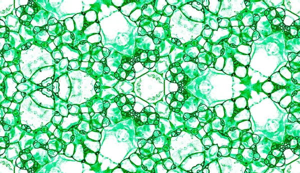 Groene naadloze patroon. Geweldig fijne zeepbellen. Lace hand getekend textiel sieraad. Kaleidoscop — Stockfoto