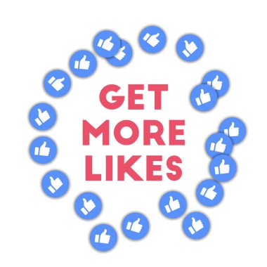 Daha fazla seviyor almak. Sosyal Medya Icons dağınık başparmak yukarıya ile soyut şekli arka plan. Daha fazla l almak