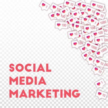 Sosyal medya simgeler. Sosyal medya pazarlama kavramı. Sayaç gibi degrade düşüyor. Üst sağ köşe 