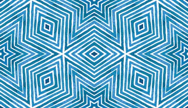 Mavi geometrik suluboya. Şirin Seamless modeli. El çizgili çekilmiş. Fırça dokusu. Şaşırtıcı Che
