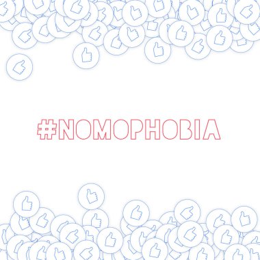 Sosyal medya simgeler. Nomophobia kavramı. Dağınık başparmak kadar düşüyor. WHI öğelerinde parlak sınırları