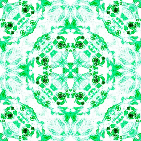 Wzór zielony. Artystyczny delikatny baniek mydlanych. Koronki ręcznie rysowane włókienniczych ornament. Kaleidosco — Zdjęcie stockowe