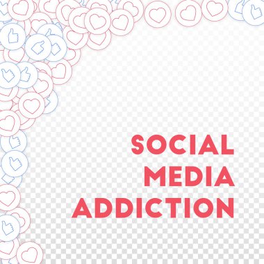 Sosyal medya simgeler. Sosyal medya bağımlılık kavramı. Dağınık kalpler Yaşasın düşüyor. Fantastik ab