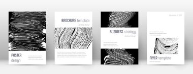 Kapak sayfası tasarım şablonu. Minimalist broşür düzeni. Klasik şık arka kapak sayfası. Siyah 