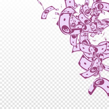 Avrupa Birliği Euro notlar düşüyor. Dağınık Eur faturalarında şeffaf arka plan. Europe para. Sanatsal