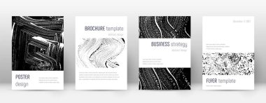 Kapak sayfası tasarım şablonu. Minimalist broşür düzeni. Klasik şık arka kapak sayfası. Siyah 