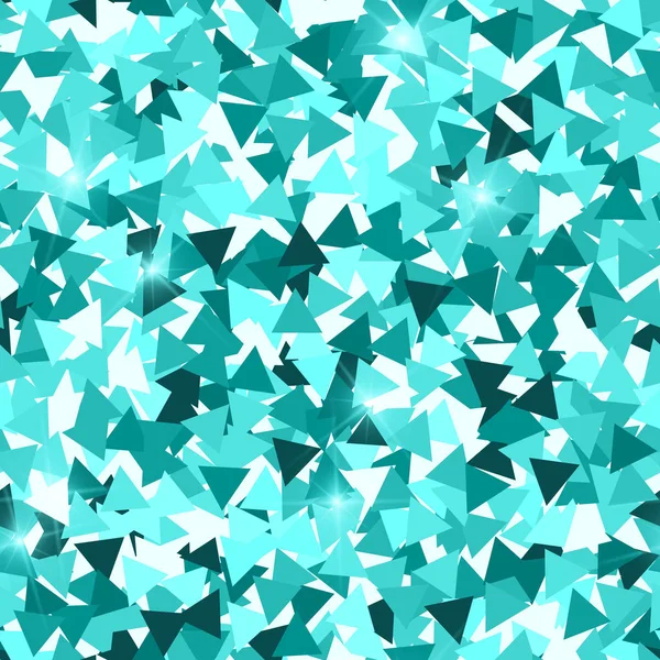 Glitzern nahtlose Textur. entzückende Smaragdpartikel. endlose Muster aus funkelnden Dreiecken. i — Stockvektor