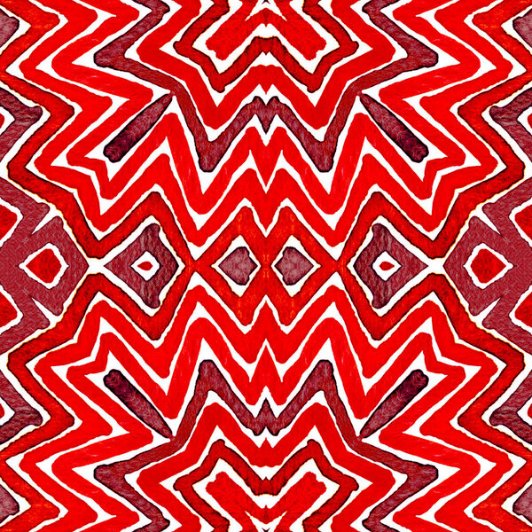 Wine red Geometric Watercolor. Amazing Seamless Pattern. Hand Drawn Stripes. Brush Texture. Stunning