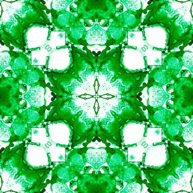 Yeşil seamless modeli. Sanatsal hassas sabun köpüğü. Dantel el Tekstil süsleme çekilmiş. Kaleidosco