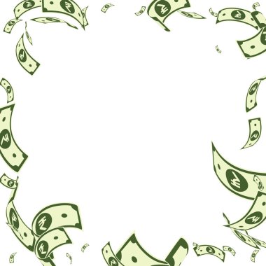 Hint Rupisi notları düşüyor. Beyaz arka plan üzerinde rasgele INR faturaları. Hindistan para. Parlak vektör hüseyin