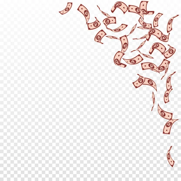 Notas de rublo russas a cair. Notas RUB esparsas em fundo transparente. Dinheiro russo. Vetor ousado i —  Vetores de Stock