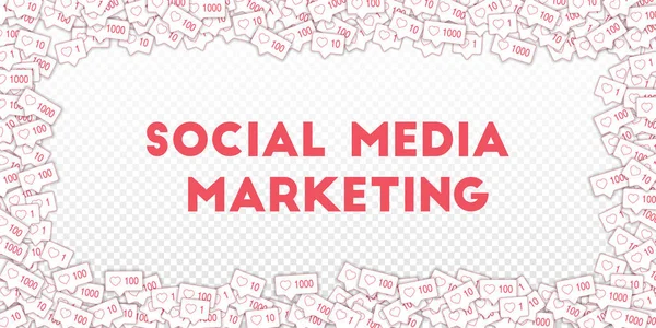 Symbole der sozialen Medien. Social Media Marketing Konzept. rosa wie ein Zähler. breiter Streurahmen — Stockvektor