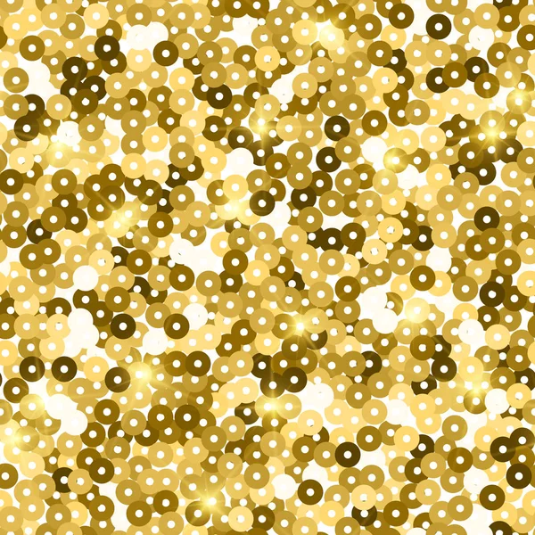 Glitter smidig konsistens. Beundransvärda guld partiklar. Oändliga mönster gjorda av glittrande paljetter. Beaut — Stock vektor