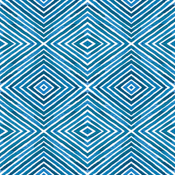 Niebieski akwarela geometryczne. Ciekawy wzór. Ręcznie rysowane paski. Pędzla tekstury. Olśniewający — Zdjęcie stockowe