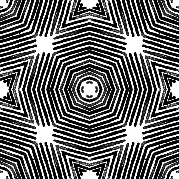 어두운 흑인과 백인 기하학적 인 수채화 물감 눈부신 완벽 한 패턴입니다. 손으로 그린 줄무늬. 브러시 텍스트 — 스톡 사진