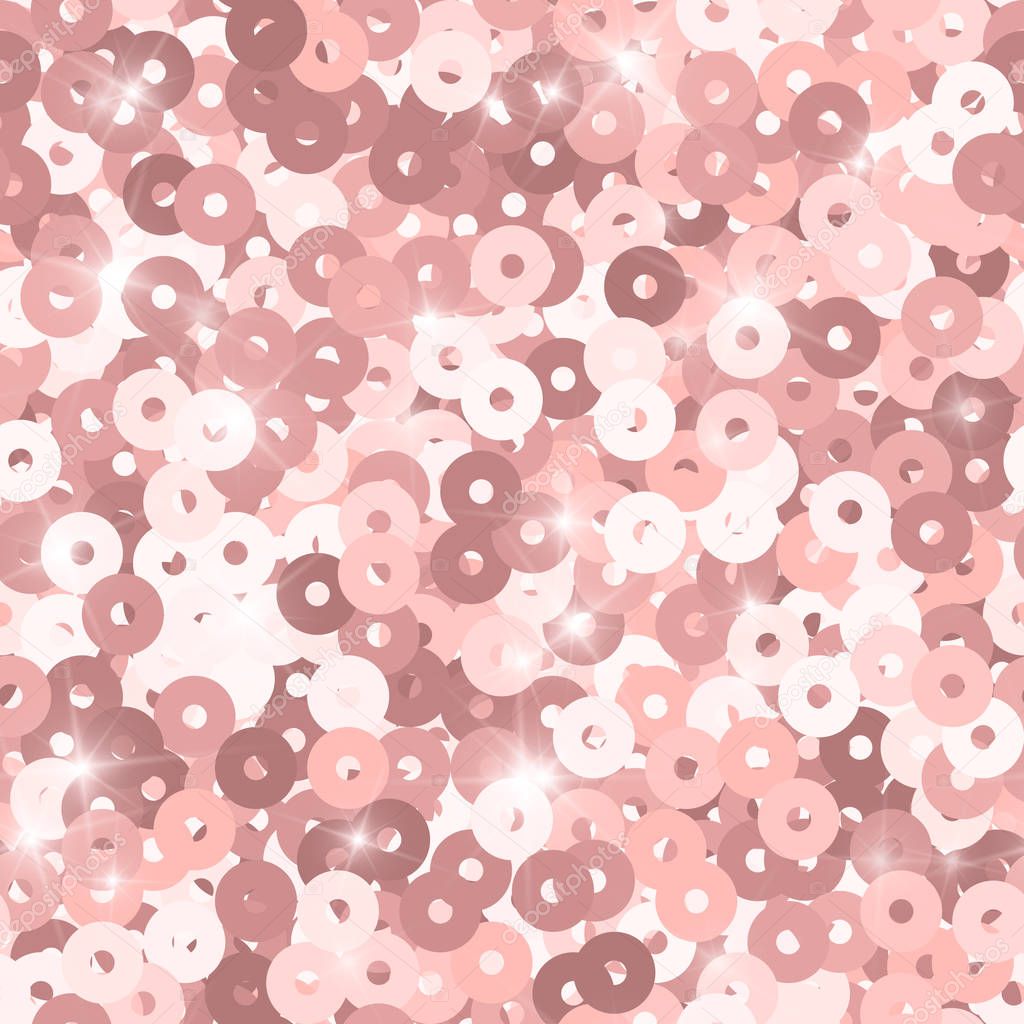 Glitter seamless texture. Admirable pink particles. Endless pattern made of sparkling sequins. Delig