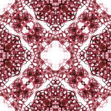 Kırmızı seamless modeli. İnanılmaz hassas sabun köpüğü. Dantel el Tekstil süsleme çekilmiş. Kaleydoskop 