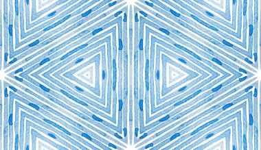 Blue Geometric Watercolor. Curious Seamless Patter clipart
