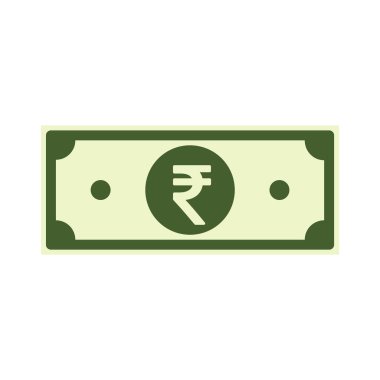 Beyaz arka plan üzerinde izole Hint Rupisi kağıt notları. INR simgesi, karikatür taklit. Hindistan para düz