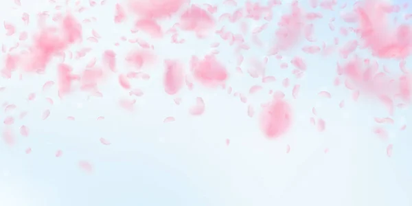 Petali di Sakura che cadono. Fiori rosa romantici — Vettoriale Stock