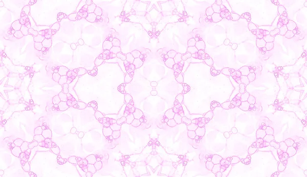 Patrón rosa sin costuras. Sorprendentes burbujas de jabón delicadas. Encaje dibujado a mano adorno textil. Caleidos —  Fotos de Stock