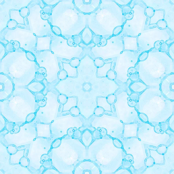 Niebieski wzór. Artystyczny delikatny baniek mydlanych. Koronki ręcznie rysowane włókienniczych ornament. Kaleidoscop — Zdjęcie stockowe