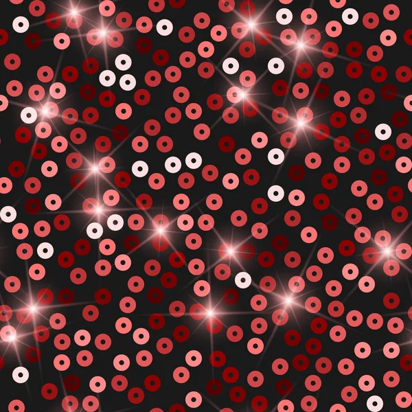 Textura sin costura brillo. Admirables partículas rojas. Patrón sin fin hecho de lentejuelas brillantes. Energe — Vector de stock