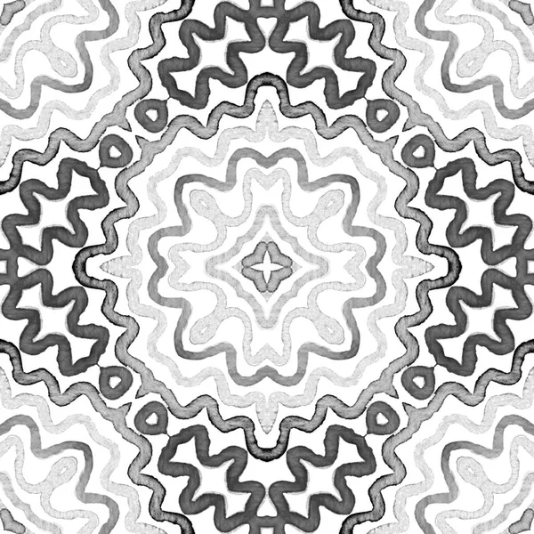 Black and white Geometric Watercolor. Creative Seamless Pattern. Hand Drawn Stripes. Brush Texture. — Stock Photo, Image