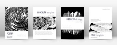 Kapak sayfası tasarım şablonu. Minimalist broşür düzeni. Klasik şık arka kapak sayfası. Siyah 