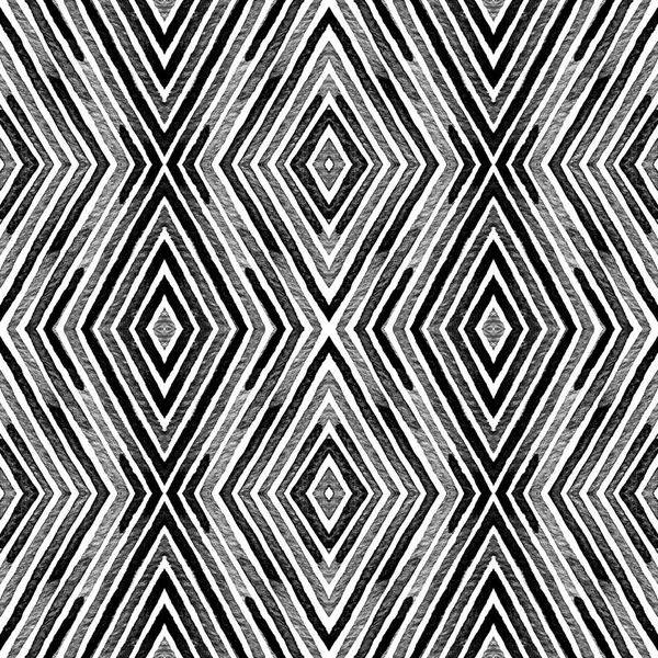 어두운 흑인과 백인 기하학적 인 수채화 물감 예의 맞는 완벽 한 패턴입니다. 손으로 그린 줄무늬. 브러시 Textur — 스톡 사진