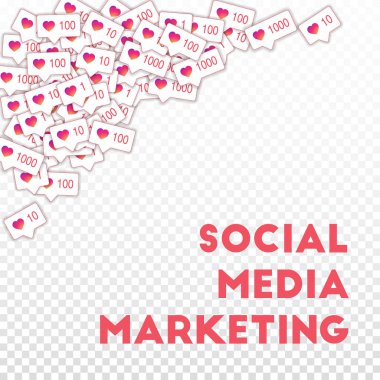 Sosyal medya simgeler. Sosyal medya pazarlama kavramı. Sayaç gibi degrade düşüyor. Sol üst e