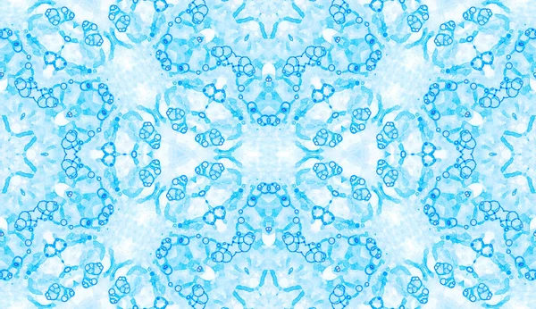 Blå sömlösa mönster. Roande delikat såpbubblor. Spets hand dras textil prydnad. Kalejdoskop — Stockfoto