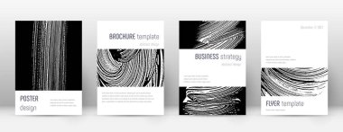 Kapak sayfası tasarım şablonu. Minimalist broşür düzeni. Klasik şık arka kapak sayfası. Siyah 