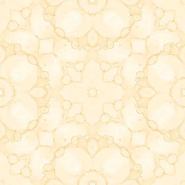 Желтый бесшовный рисунок. Художественные мыльные пузыри. Кружево ручной работы текстильный орнамент. Калейдоск — стоковое фото