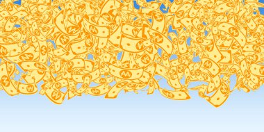 Korece notlar düşüyor. Karışık WON faturaları mavi 