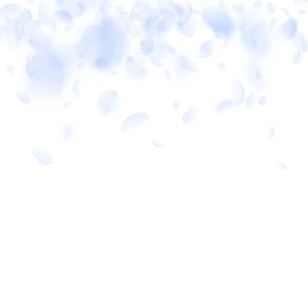 Pétalos de flor azul claro cayendo. Adorable ro — Vector de stock