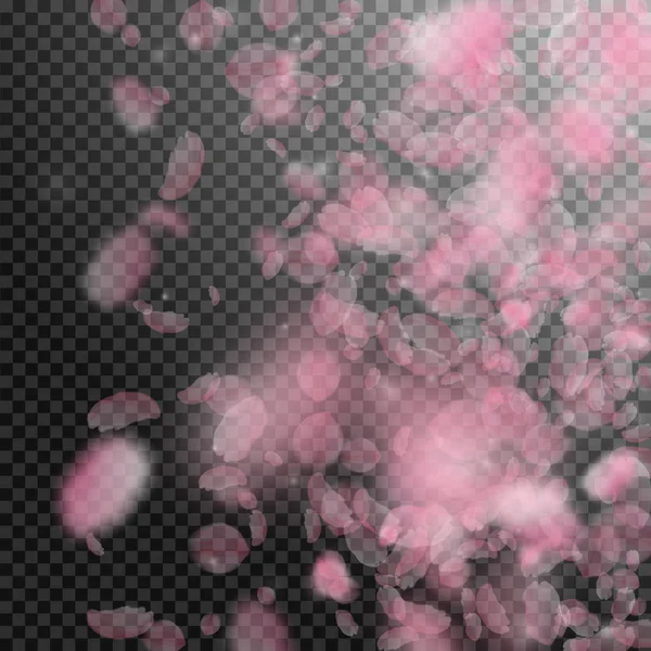 Pétalos Sakura cayendo. Flores rosas románticas — Archivo Imágenes Vectoriales
