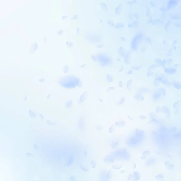 Pétalos de flor azul claro cayendo. Tentador ro — Archivo Imágenes Vectoriales