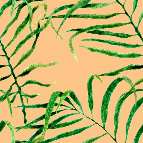 Tropische nahtlose Muster. Aquarell wiegende Palme — Stockfoto