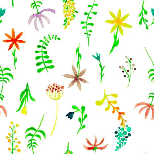 Cute watercolor floral seamless pattern. Green boh — Stock Photo, Image