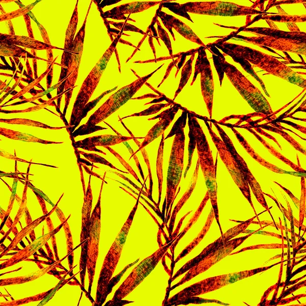 Tropische nahtlose Muster. Aquarell chaotische Handfläche — Stockfoto