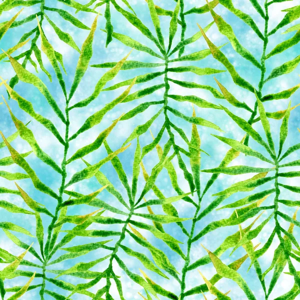 Tropical seamless pattern. Watercolor thorny palm 
