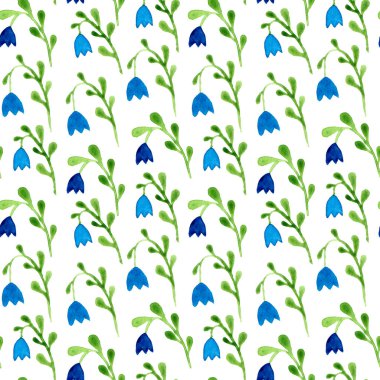 Şirin suluboya çiçek seamless modeli. Renkli 